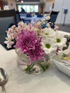 Flower bouquet graces dining table