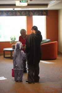 Trick or treater in a bunny costume